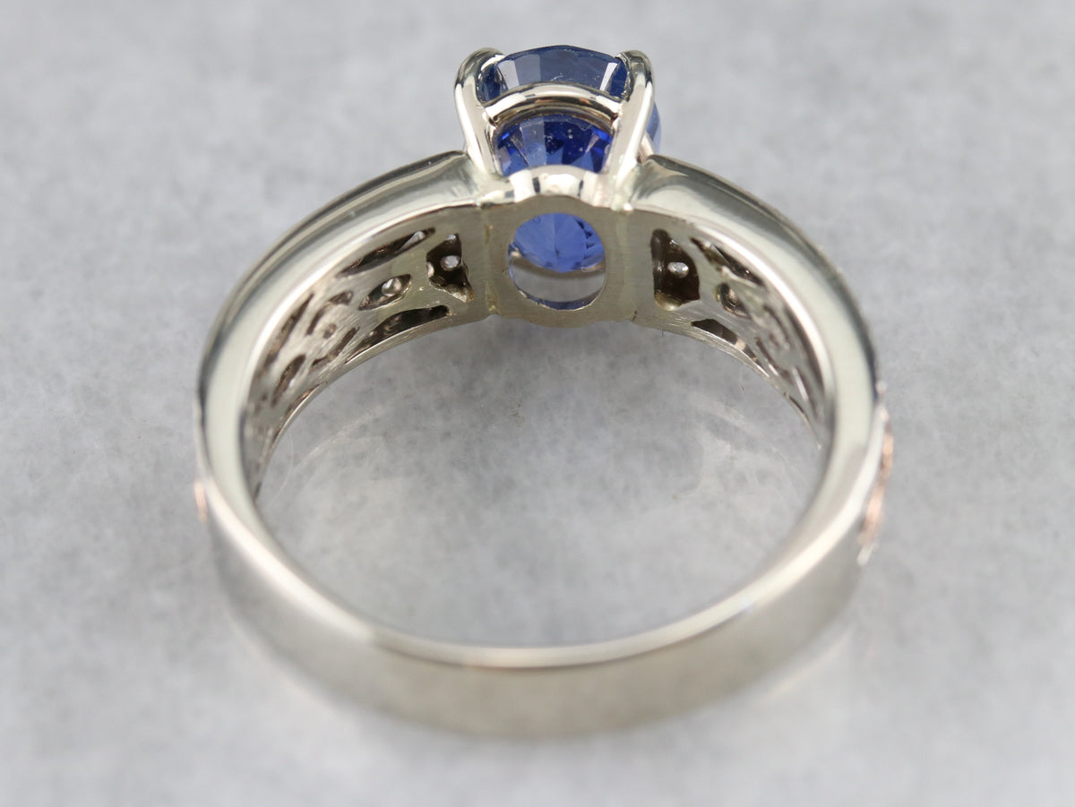 Ceylon Sapphire and Diamond Engagement Ring