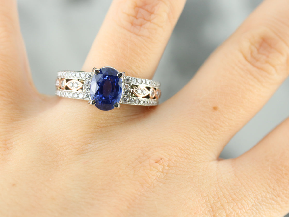 Ceylon Sapphire and Diamond Engagement Ring