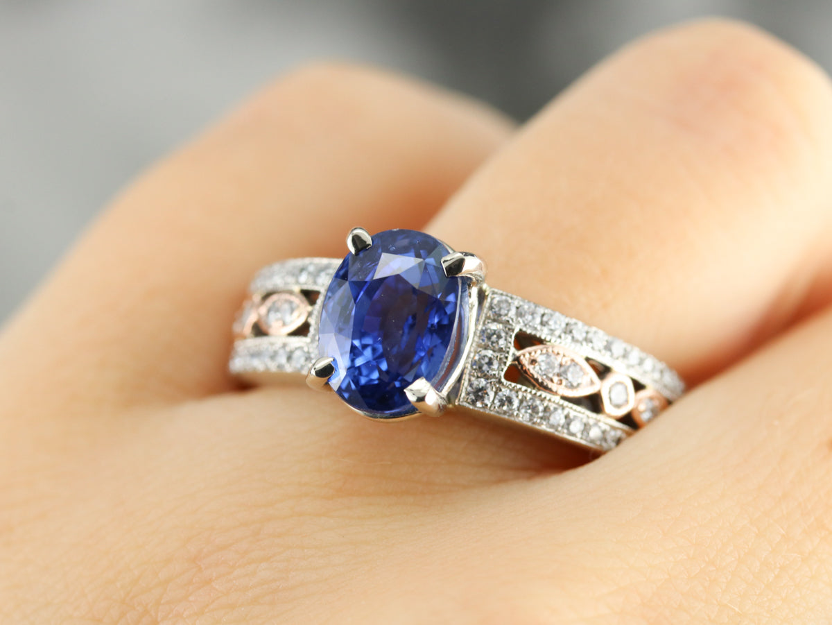 Ceylon Sapphire and Diamond Engagement Ring