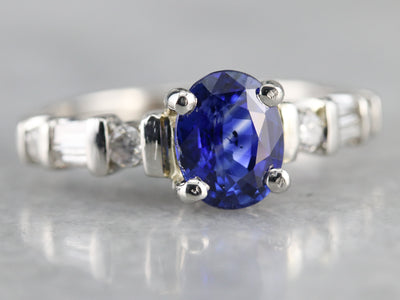 Platinum Sapphire and Diamond Engagement Ring