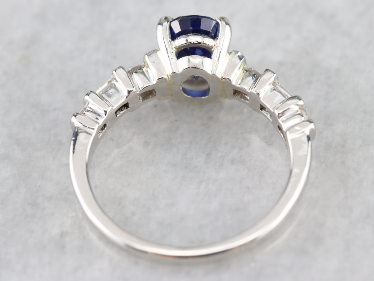 Platinum Sapphire and Diamond Engagement Ring