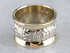 Patterned Two Tone Gold Wide Band