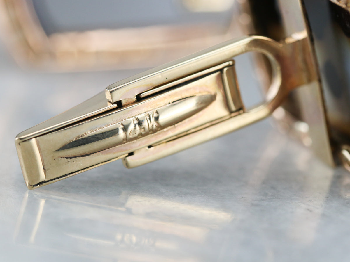 Gemelos vintage con ágata y diamantes