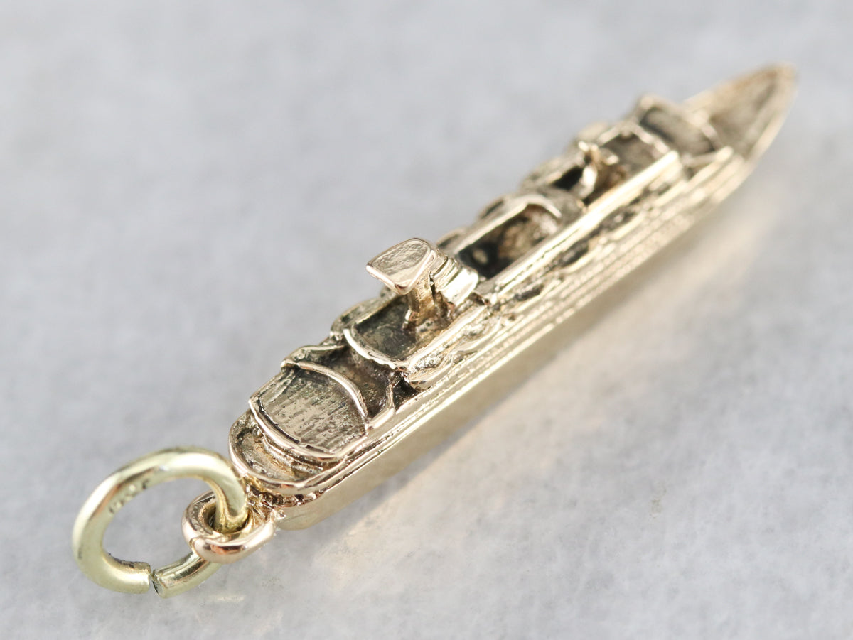 Vintage Ship Liner Charm Pendant