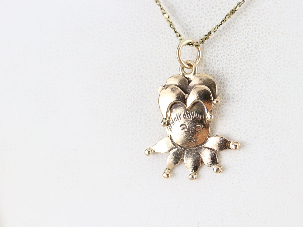 Vintage Gold Clown Charm