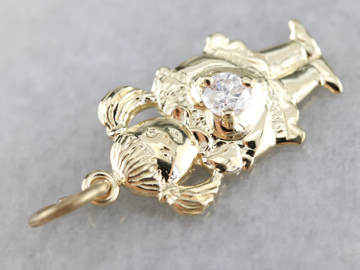 Vintage Little Girl Diamond Charm Pendant