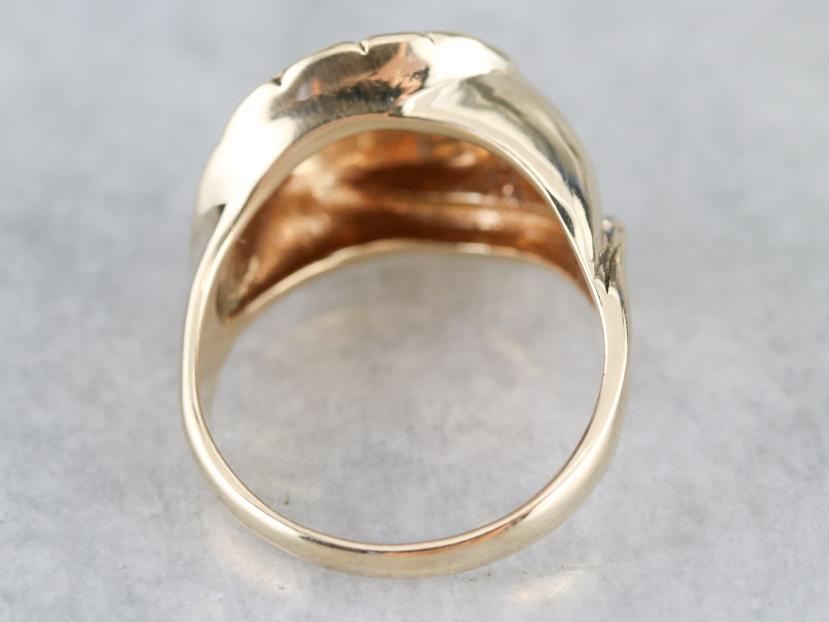 Diamond Solitaire Gold Feather Ring