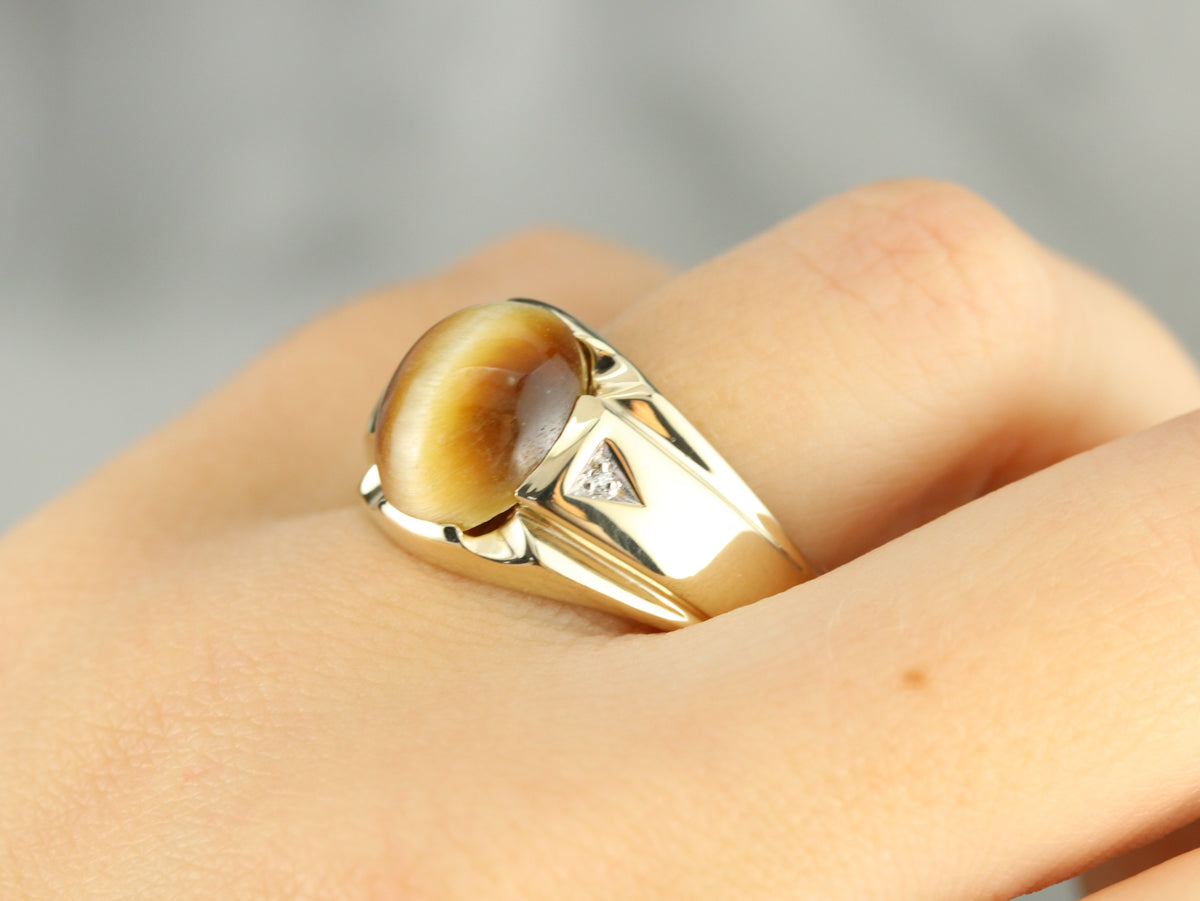 Men's Mid Century Tiger's Eye Ring