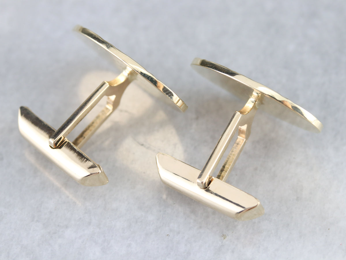 Vintage Cross Hatched Gold Cufflinks