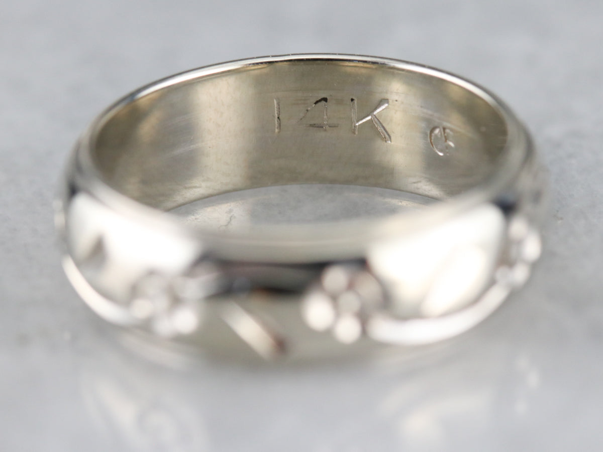White Gold Vintage Floral Band
