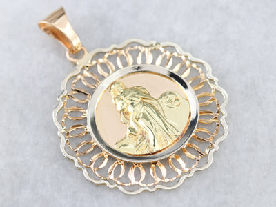 Mid Century Religious Medallion in 18K Yellow Gold