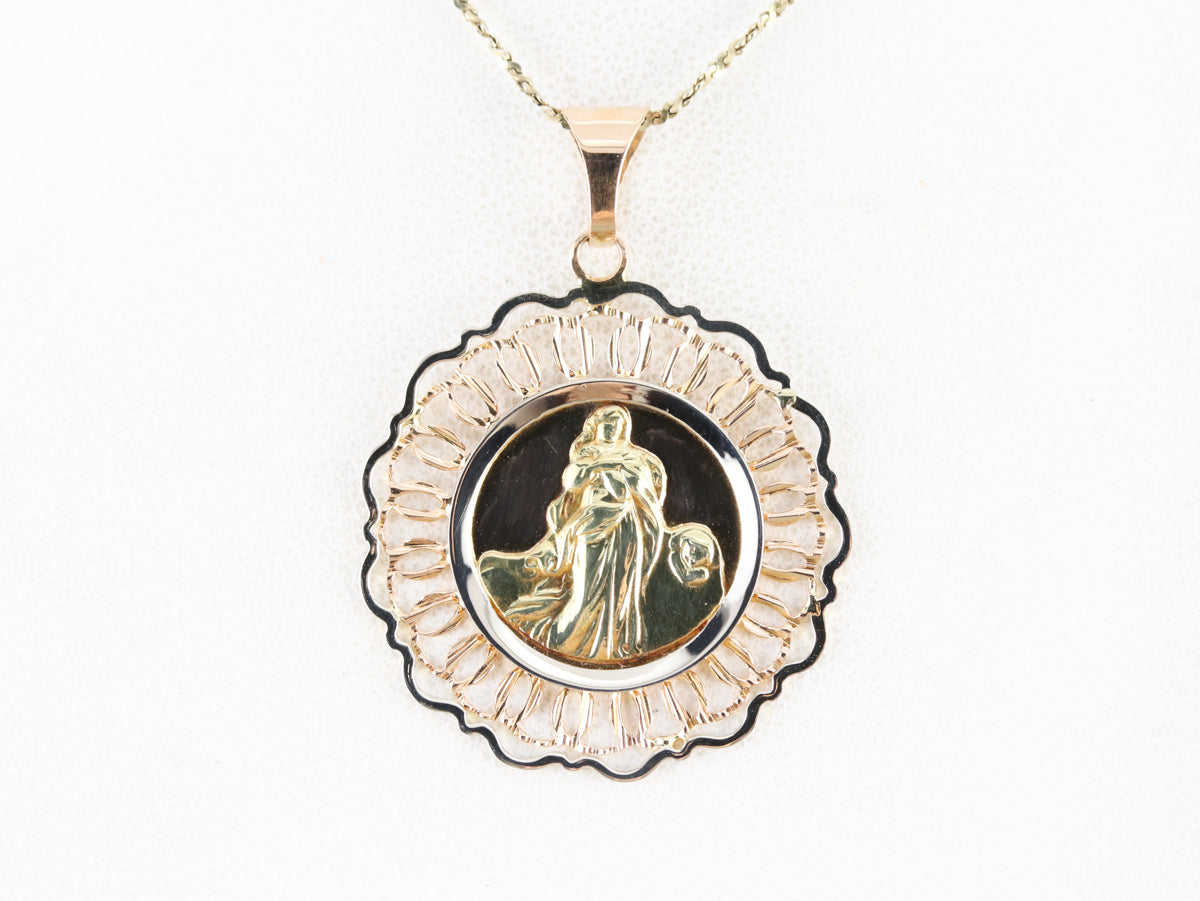 Mid Century Religious Medallion in 18K Yellow Gold