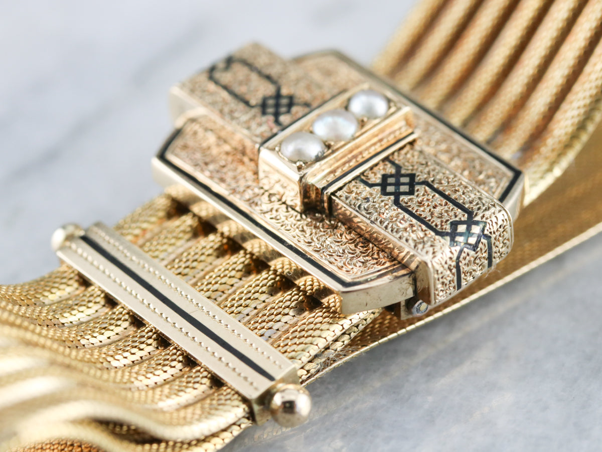 Pulsera victoriana con borlas de perlas de semilla