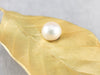 High Karat Gold Pearl Leaf Brooch