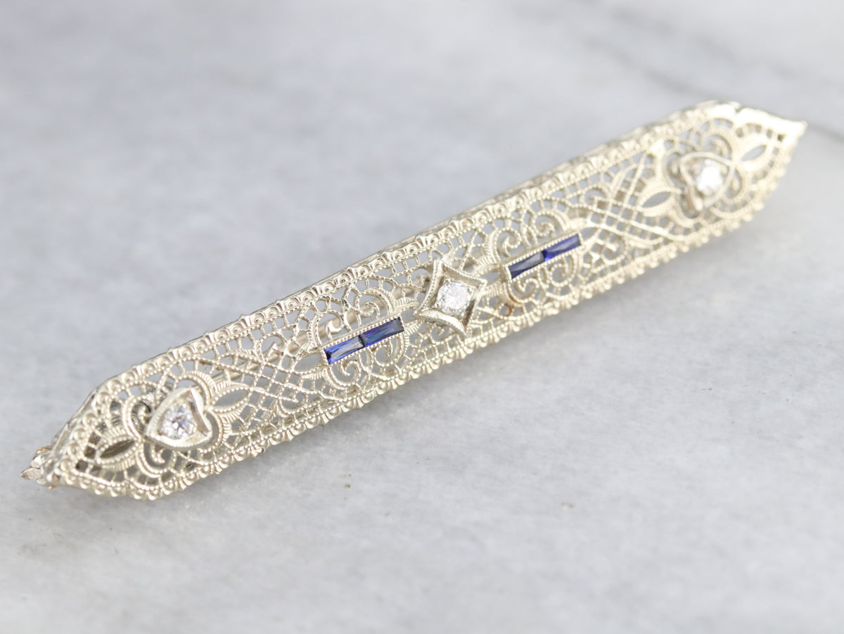Broche Art Déco de filigrana de diamantes