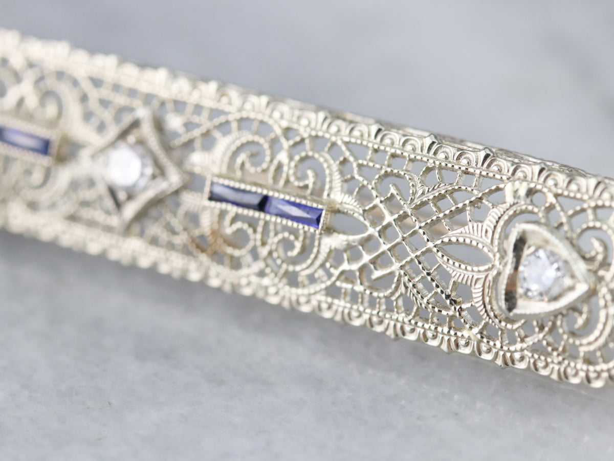 Broche Art Déco de filigrana de diamantes