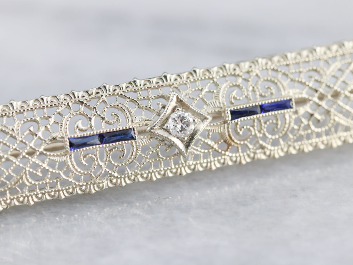 Broche Art Déco de filigrana de diamantes