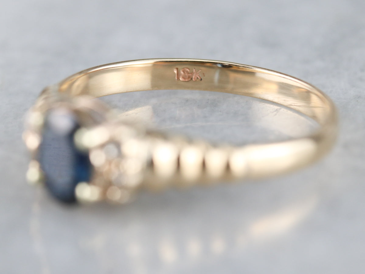 Modern Sapphire and Diamond Ring