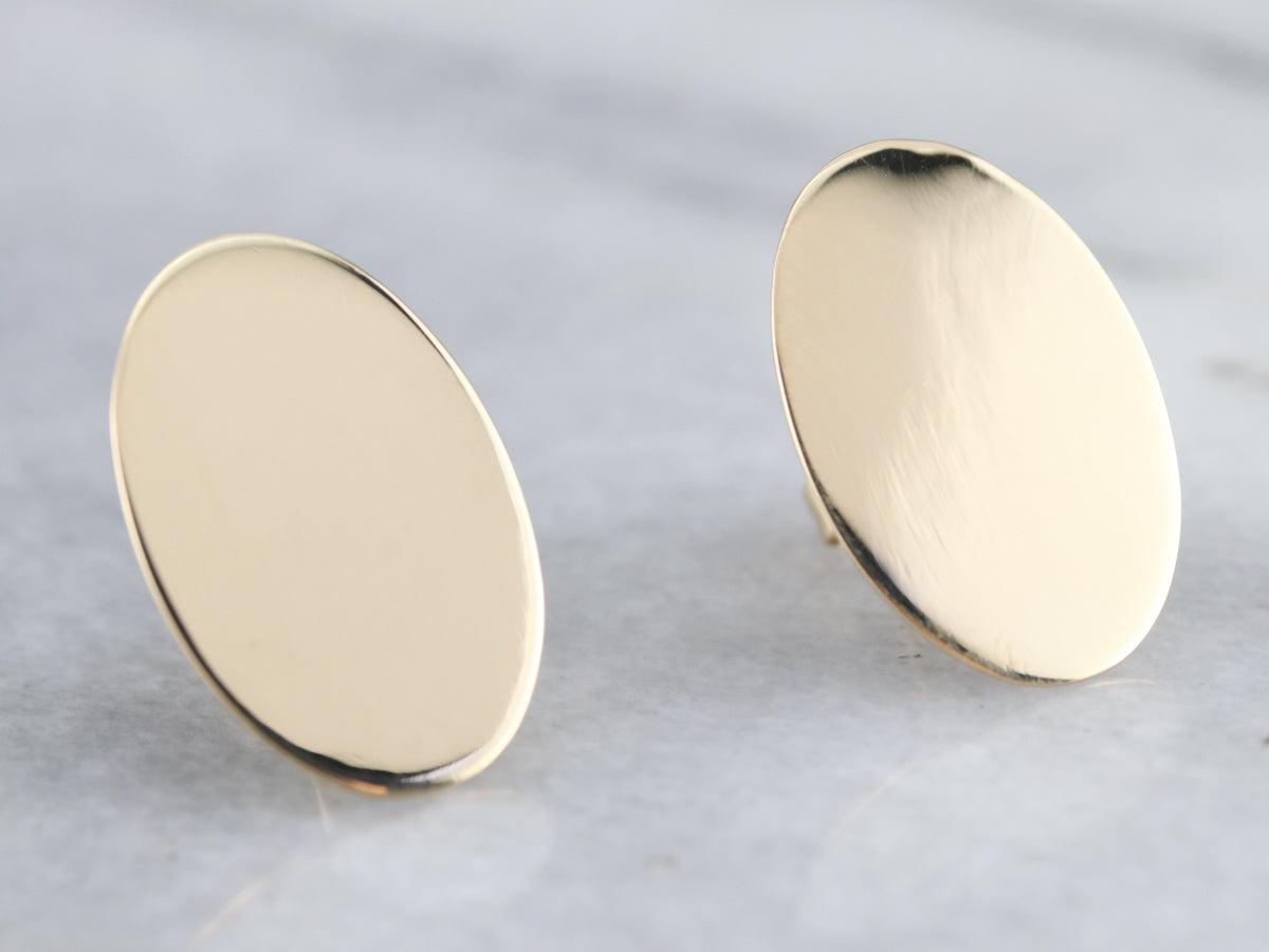 Plain Gold Oval Stud Earrings