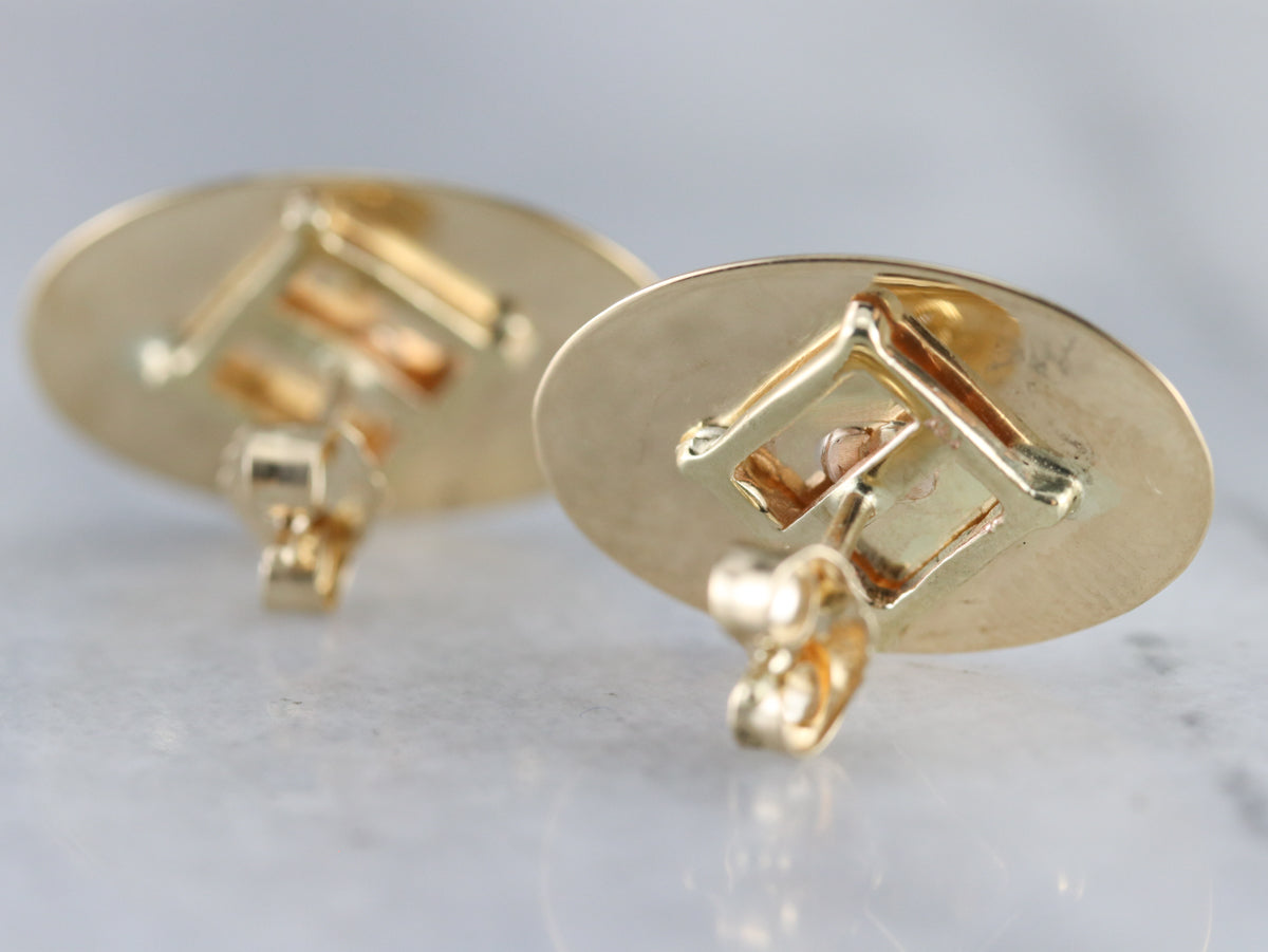 Plain Gold Oval Stud Earrings