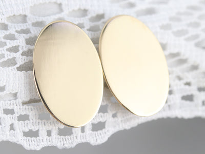 Plain Gold Oval Stud Earrings