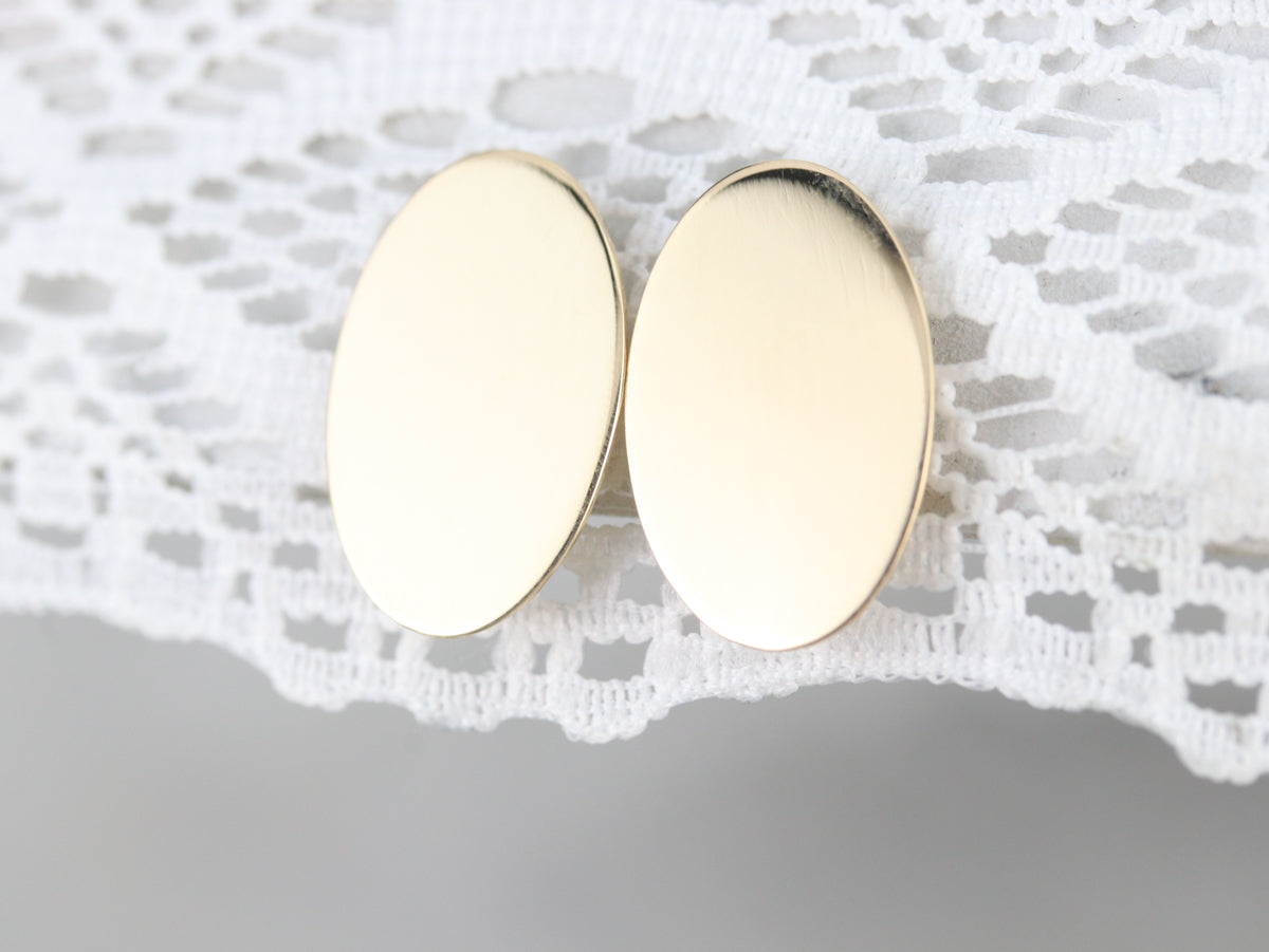 Plain Gold Oval Stud Earrings