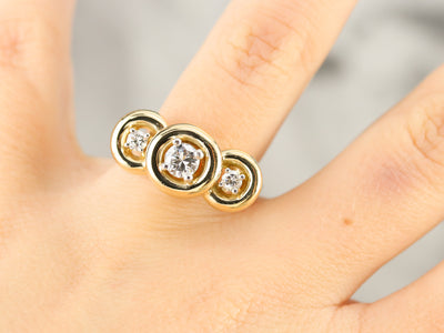 Three Stone Mid Century Diamond Ring