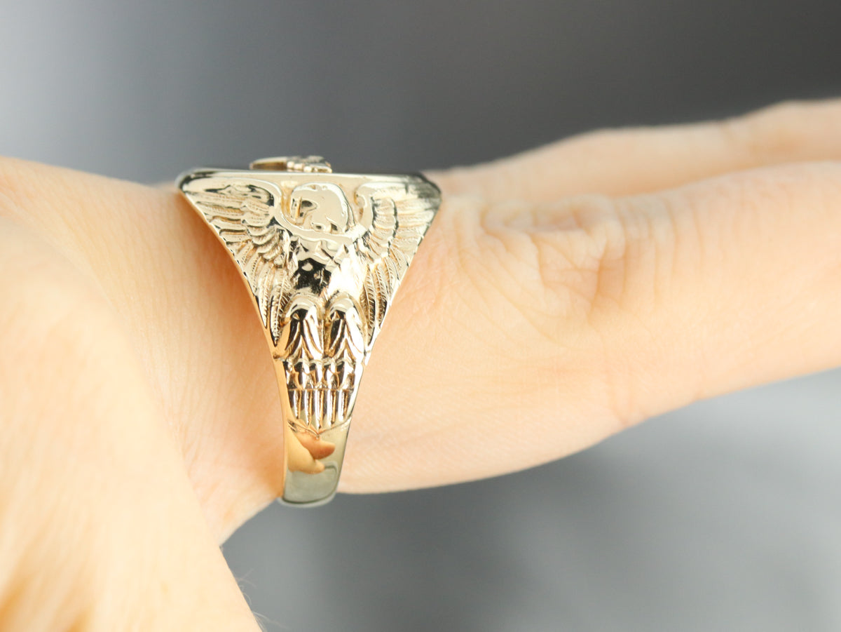 Vintage Military Eagle Gold Signet Ring