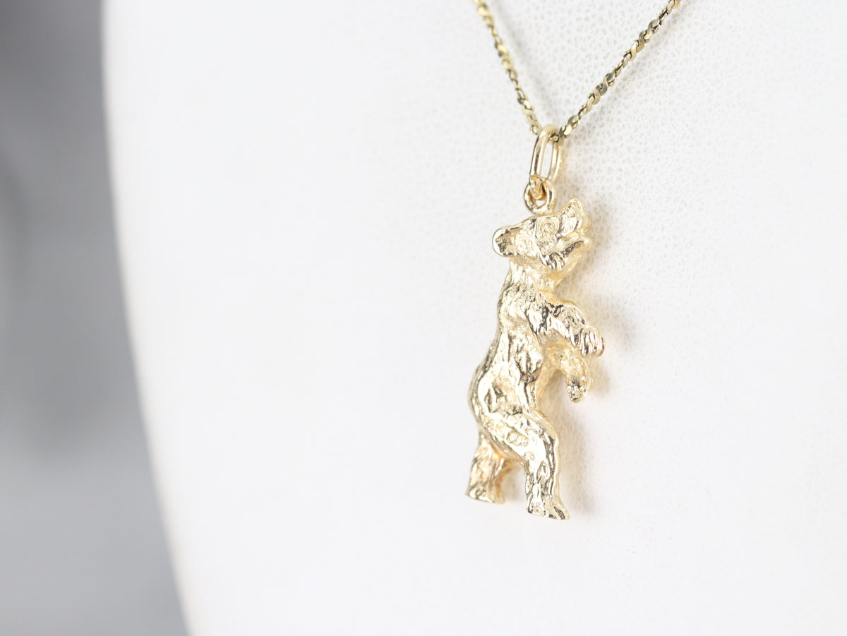 Standing Bear Gold Charm Pendant
