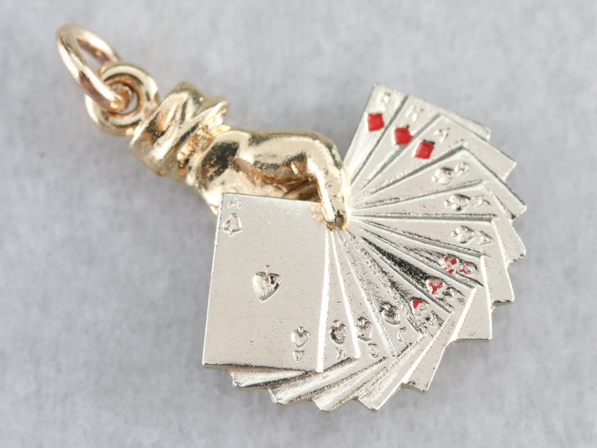 Vintage Gold Hand of Cards Charm