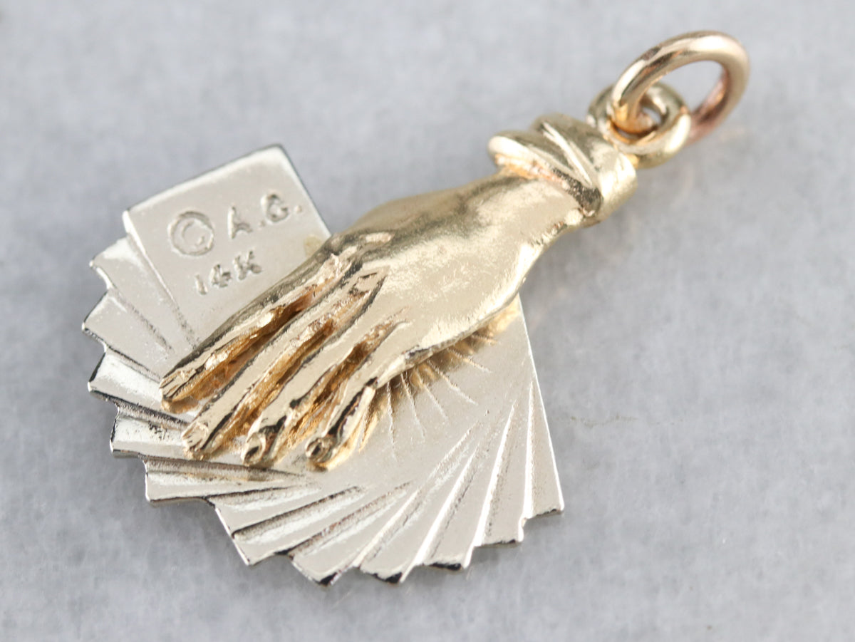 Vintage Gold Hand of Cards Charm