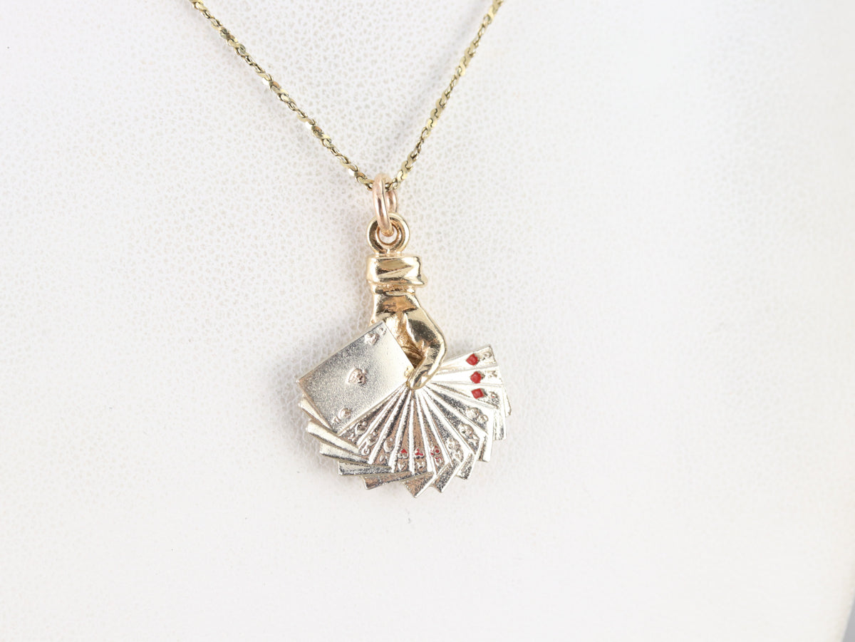Vintage Gold Hand of Cards Charm