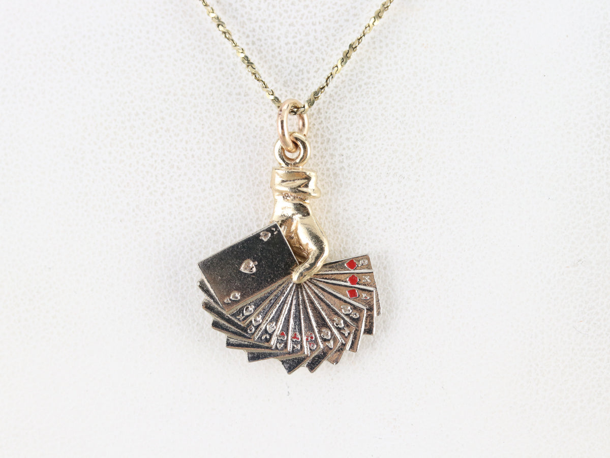 Vintage Gold Hand of Cards Charm