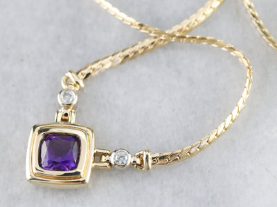 Modernist Amethyst and Diamond Necklace