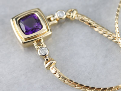 Modernist Amethyst and Diamond Necklace