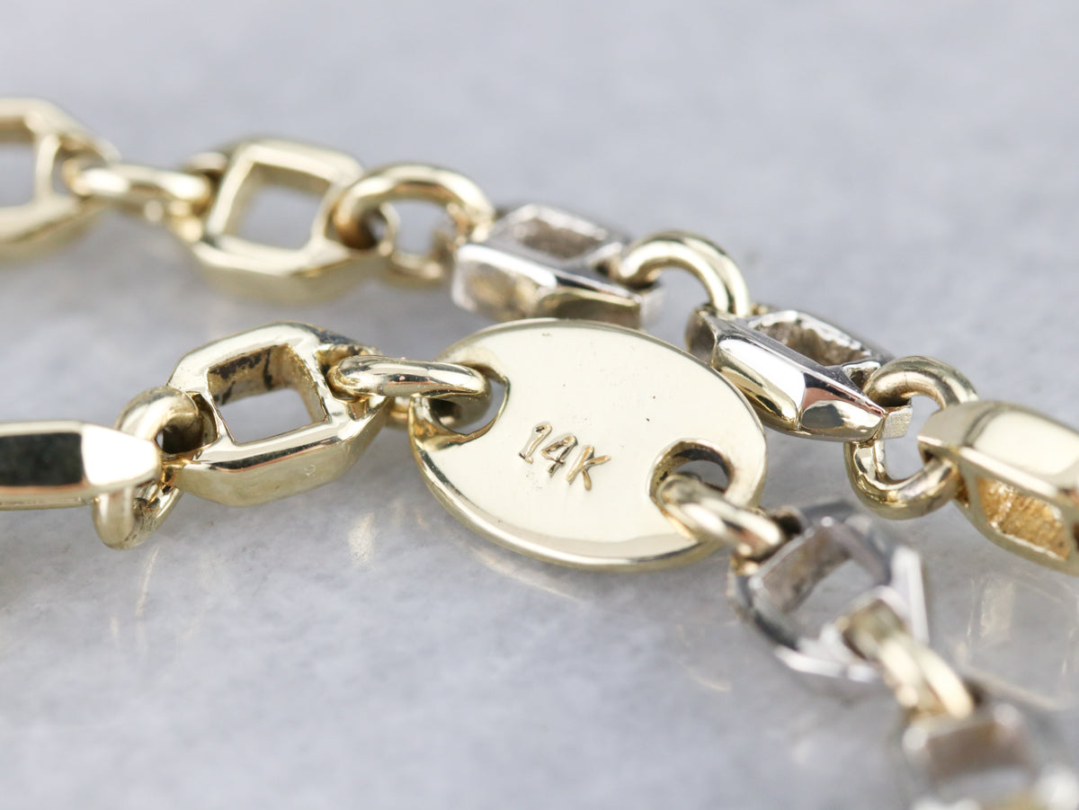Mixed Metal Hexagon Link Bracelet