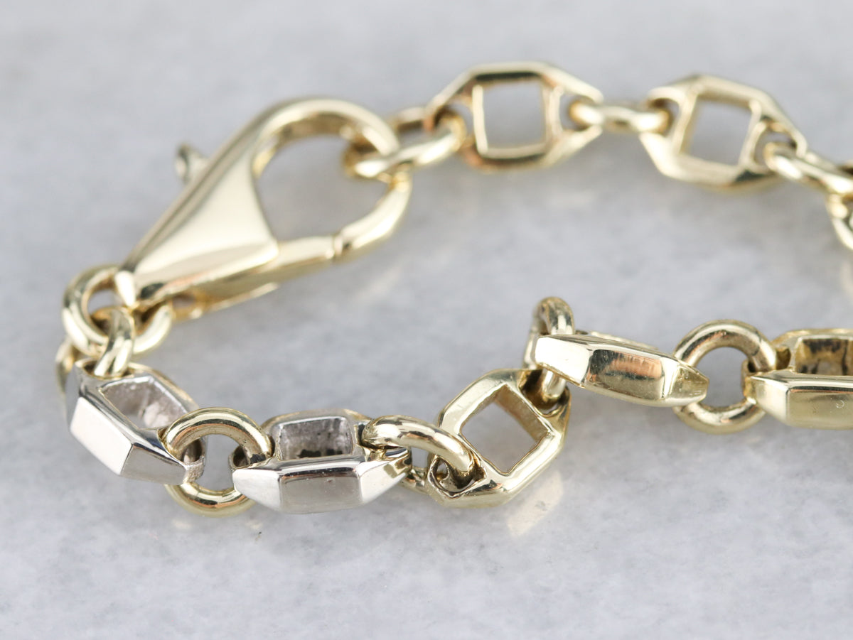 Mixed Metal Hexagon Link Bracelet