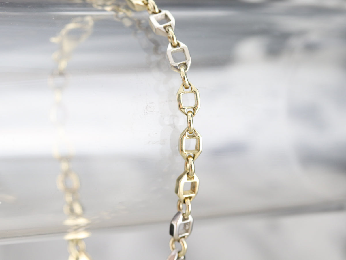 Mixed Metal Hexagon Link Bracelet