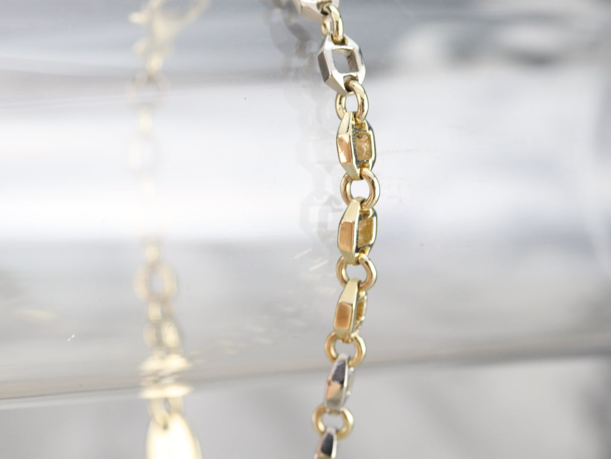 Mixed Metal Hexagon Link Bracelet