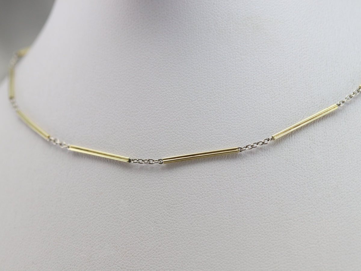 Retro Green and White Gold Pocket Watch Chain