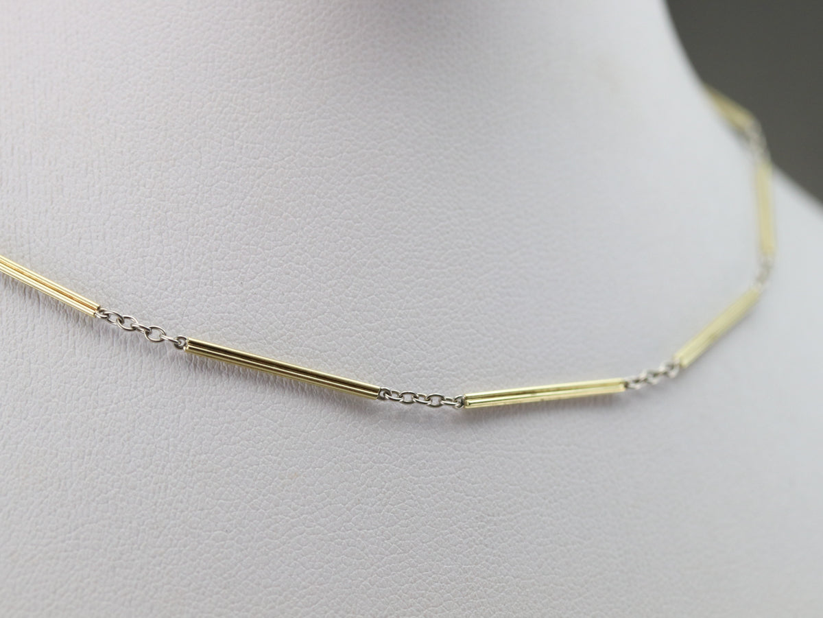 Retro Green and White Gold Pocket Watch Chain