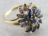 Marquise Sapphire and Diamond Cluster Ring