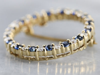 Sapphire and Diamond Circle Pin