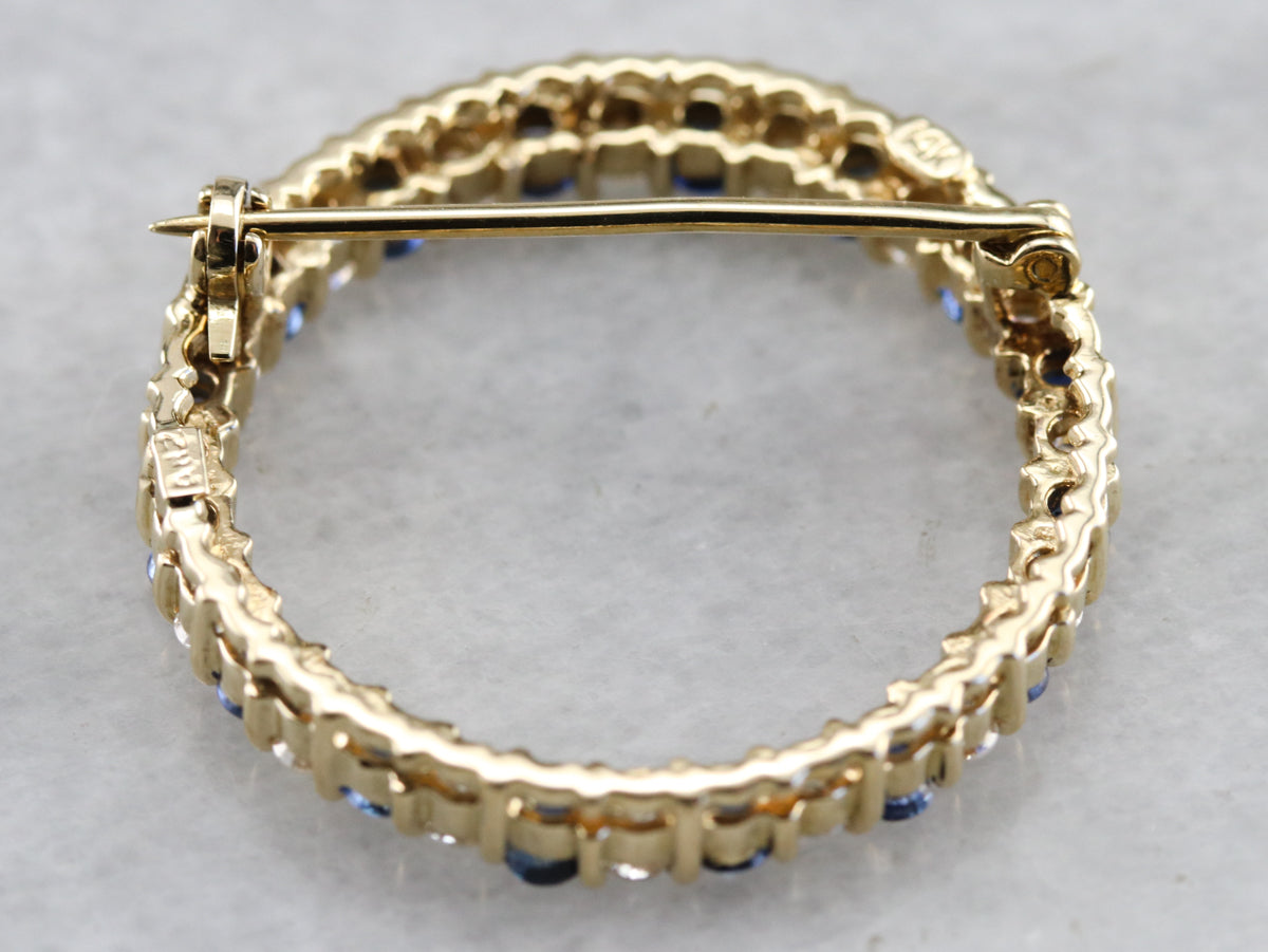 Sapphire and Diamond Circle Pin