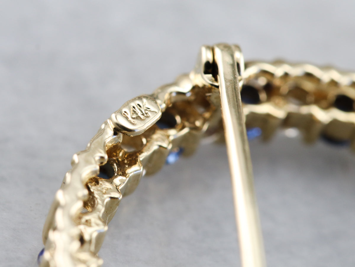 Sapphire and Diamond Circle Pin