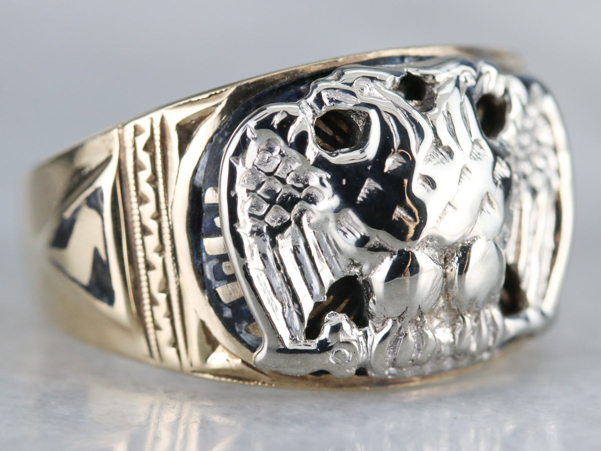Men's Masonic Twin Headed Eagle Ring