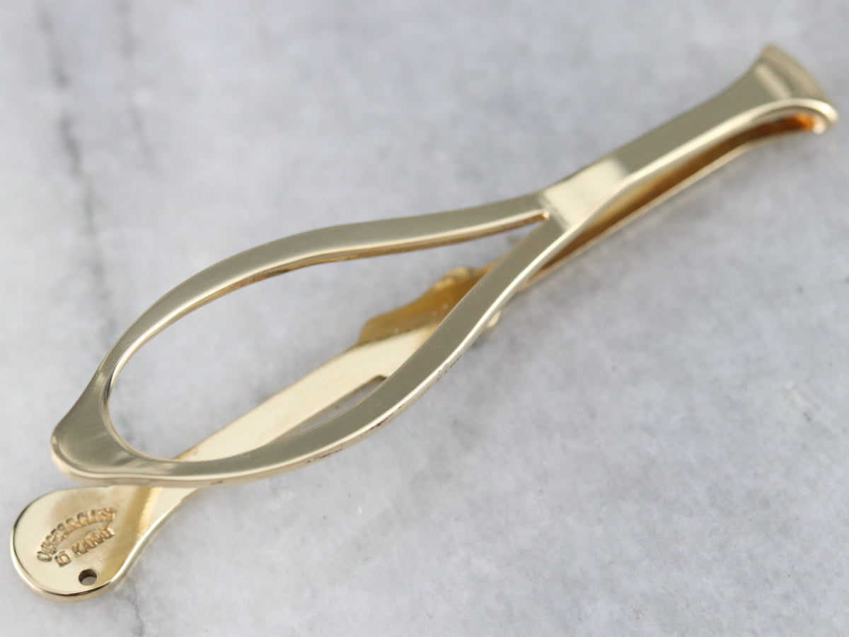 Pasador de corbata dorado vintage para caballero