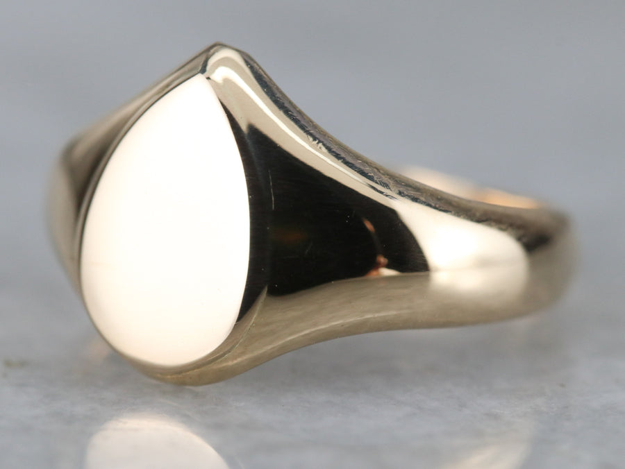 Teardrop Gold Signet Ring