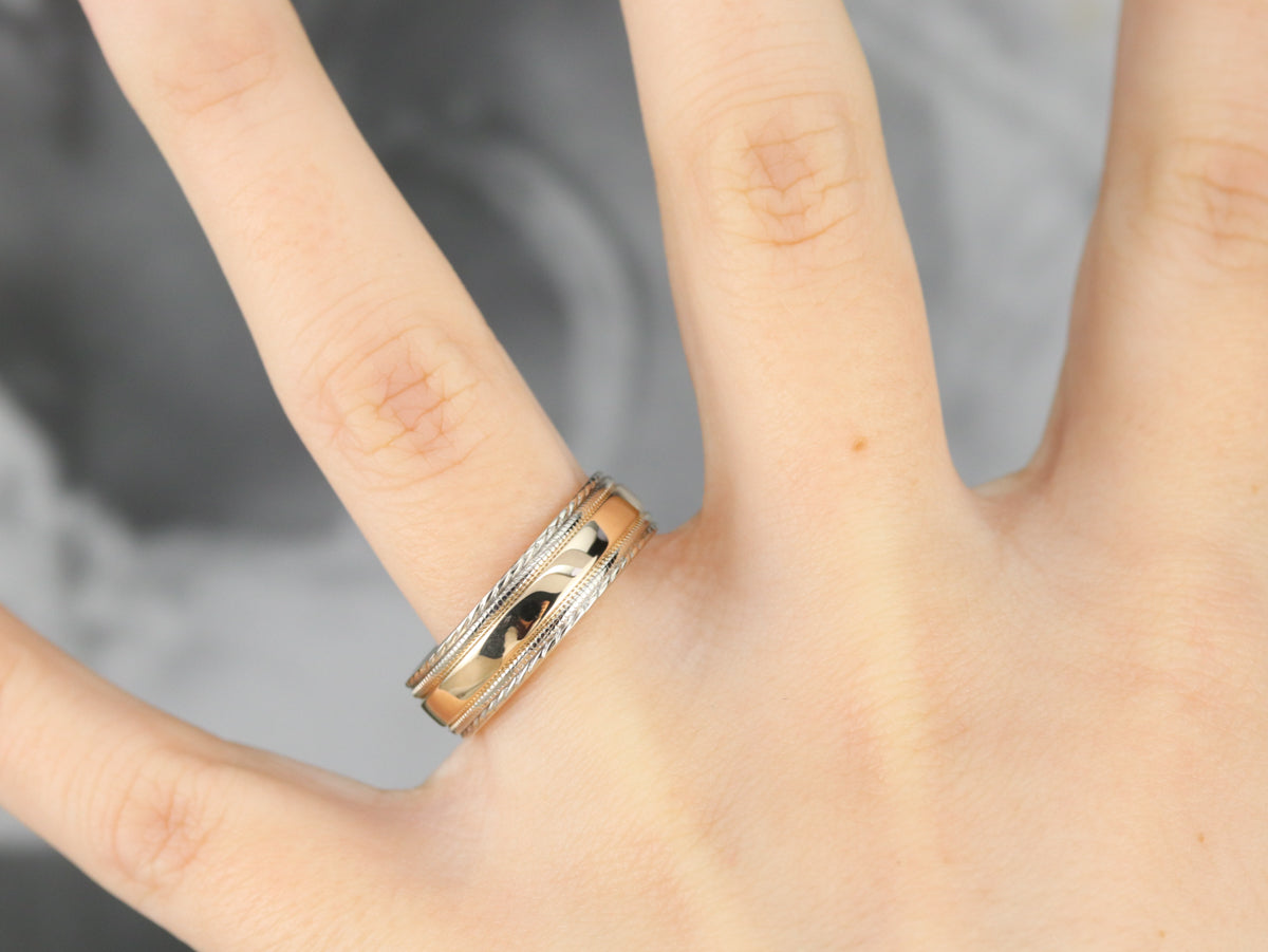 Vintage Two Tone Wedding Band