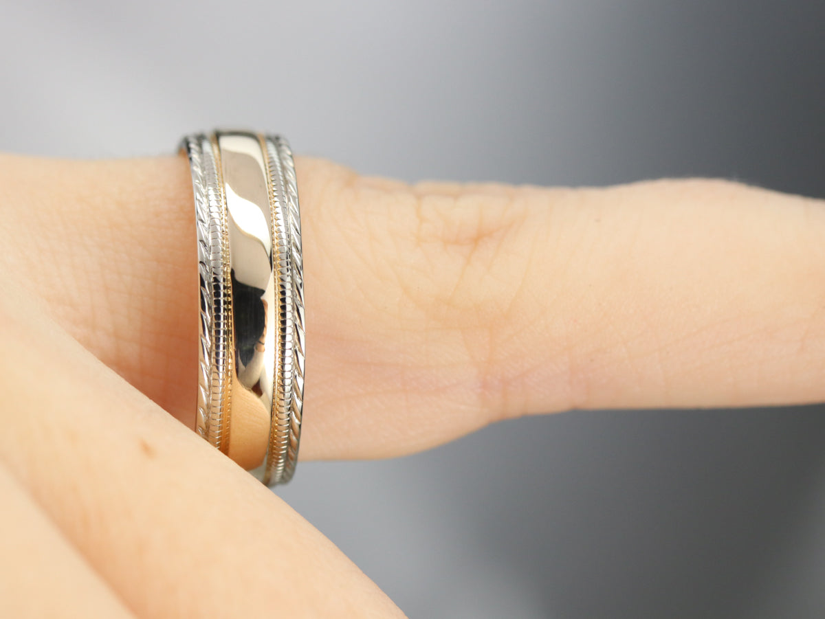 Vintage Two Tone Wedding Band